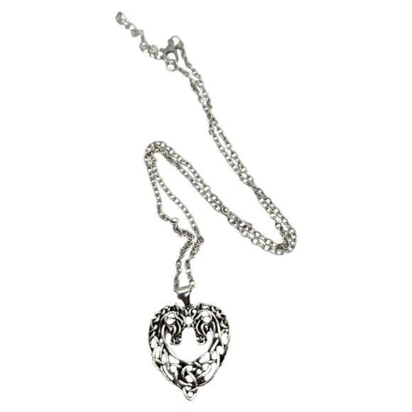 Double Horse Heart Love Knot Pendant Western Cowboy Necklace Cowgirl Jewelry New - Picture 6 of 8